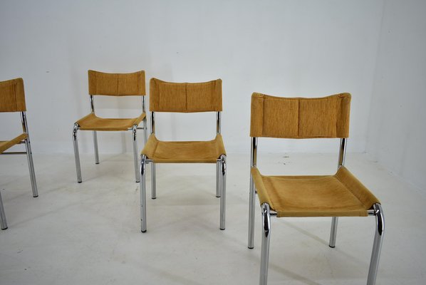 Chrome Dining Chairs attributed to Viliam Chlebo, Czechoslovakia, 1980s, Set of 4-TZ-1448515