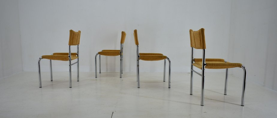 Chrome Dining Chairs attributed to Viliam Chlebo, Czechoslovakia, 1980s, Set of 4-TZ-1448515