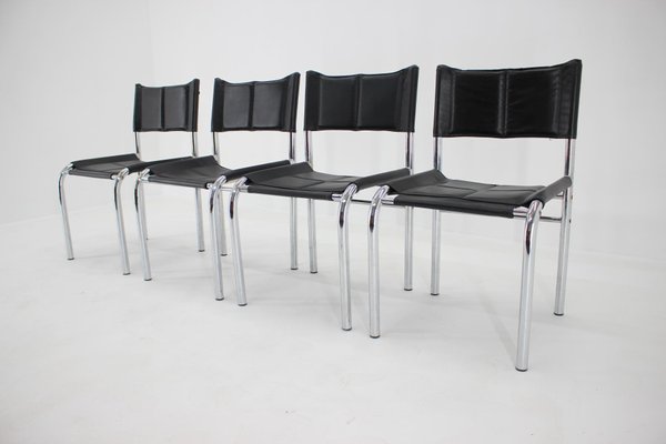 Chrome Dining Chairs by Viliam Chlebo, Czechoslovakia, 1980s, Set of 4-TZ-926035