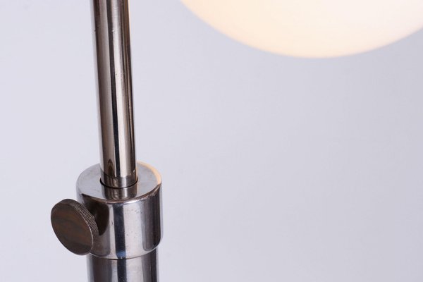 Chrome Floor Lamp in Steel & Milk Glass, 1930s-WHY-1734484