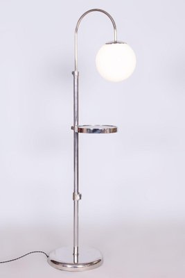 Chrome Floor Lamp in Steel & Milk Glass, 1930s-WHY-1734484