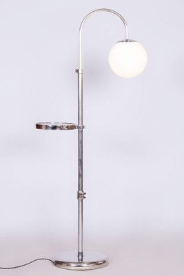 Chrome Floor Lamp in Steel & Milk Glass, 1930s-WHY-1734484