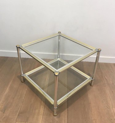 Chrome, Gilt and Silvered Metal Side Tables, France, 1970s, Set of 2-BA-658511