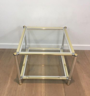 Chrome, Gilt and Silvered Metal Side Tables, France, 1970s, Set of 2-BA-658511