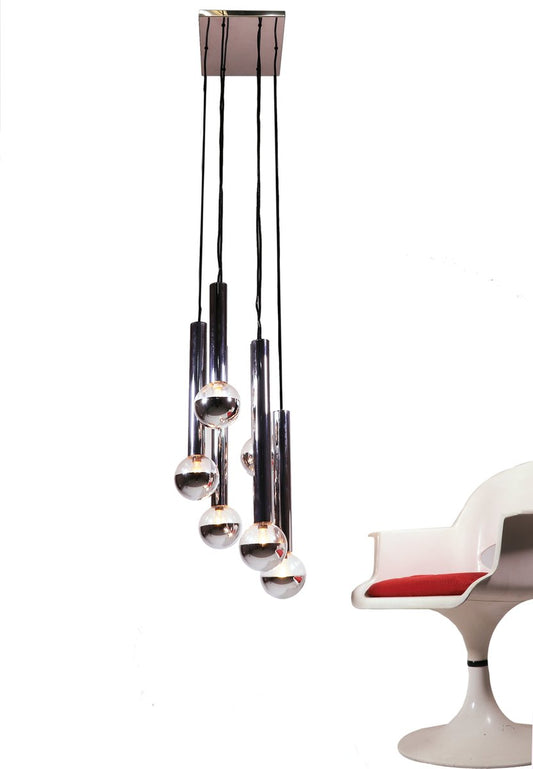 Chrome & Glass Cascading Light by Motoko Ishii for Staff, 1970s