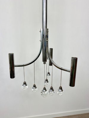 Chrome & Glass Chandelier Pendant by Gaetano Sciolari, Italy, 1960s-LYQ-1171614