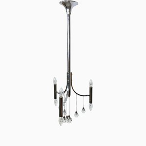 Chrome & Glass Chandelier Pendant by Gaetano Sciolari, Italy, 1960s-LYQ-1171614