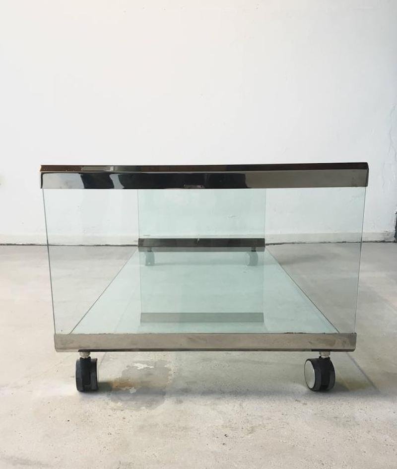 Chrome & Glass Coffee Table by Pierangelo Galotti for Galotti & Radice, 1975