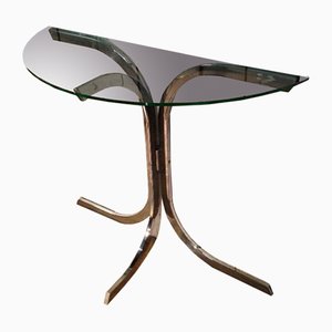 Chrome & Glass Demi Lune Side Table-BA-658633