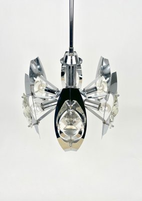 Chrome Glass Lens Ceiling Lamp by Oscar Torlasco, Italy, 1960s-LYQ-1171441