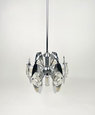 Chrome Glass Lens Ceiling Lamp by Oscar Torlasco, Italy, 1960s-LYQ-1171441