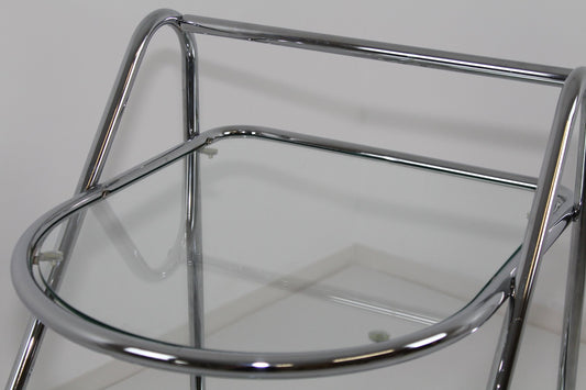 Chrome & Glass Serving Bar Cart, 1970s