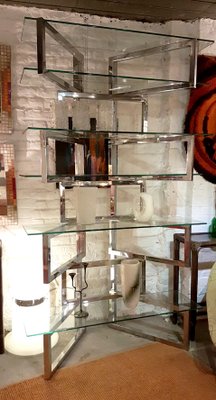 Chrome & Glass Shelving Display, 1970s-PCJ-1107047