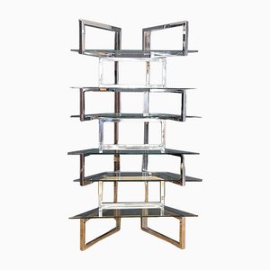 Chrome & Glass Shelving Display, 1970s-PCJ-1107047