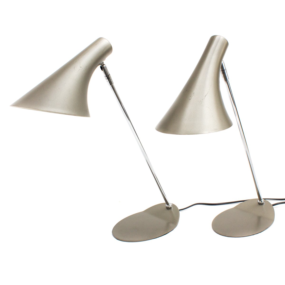 Chrome & Lacquered Metal Table Lamps, 1970s, Set of 2