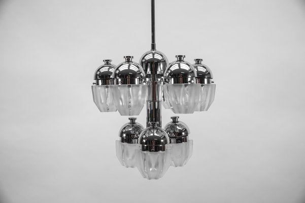 Chrome Lamp with Glass Shades, Italy, 1970s-KQB-1437914