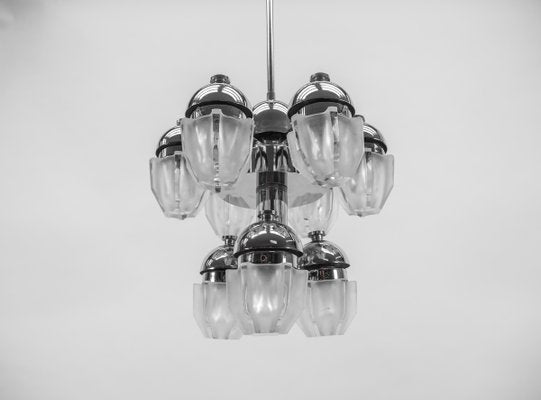 Chrome Lamp with Glass Shades, Italy, 1970s-KQB-1437914