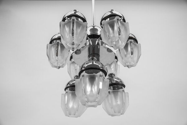 Chrome Lamp with Glass Shades, Italy, 1970s-KQB-1437914