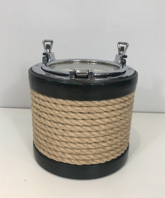 Chrome, Leather & Rope Ice Bucket, 1940s