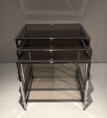 Chrome Nesting Tables, 1970s, Set of 3-BA-1365886