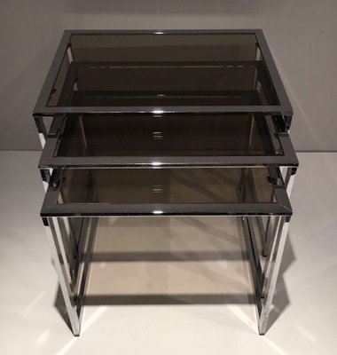 Chrome Nesting Tables, 1970s, Set of 3-BA-1365886