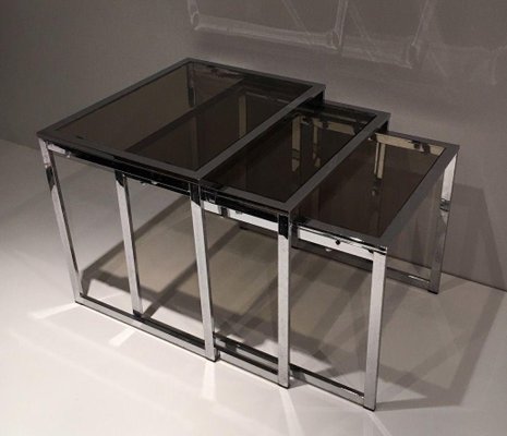 Chrome Nesting Tables, 1970s, Set of 3-BA-1365886