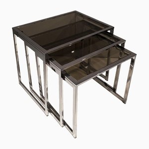 Chrome Nesting Tables, 1970s, Set of 3-BA-1365886