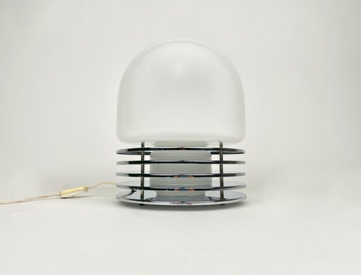 Chrome & Opaline Glass Table Lamp by Enrico Tronconi, Italy, 1960s-LYQ-1171293