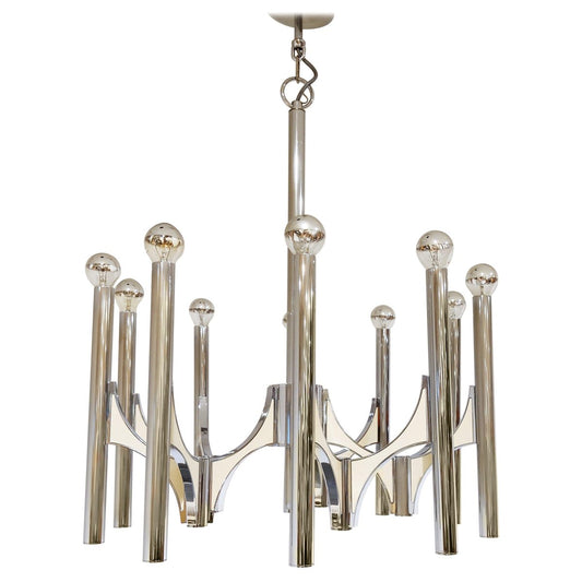 Chrome Orbit Chandelier by Gaetano Sciolari, 1970s