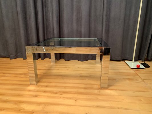 Chrome-Plated and Glass Coffee Table, Italy, 1960s-RTR-1139068