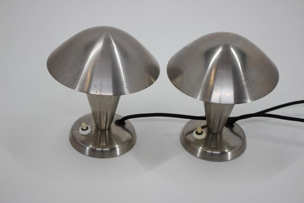 Chrome Plated Bauhaus Lamps, 1930s, Czechoslovakia, Set of 2-TZ-937734