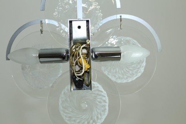 Chrome Plated Brass and Murano Glass Sconce from Vistosi, 1960s-ZWH-555242