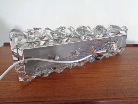 Chrome Plated & Crystal Glass Flush Mount Wall Lights from Kinkeldey, 1970s, Set of 2-RDW-692098