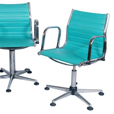 Chrome-Plated Steel and Leatherette Adjustable Desk Chairs, 1960s, Set of 3-NJV-715166