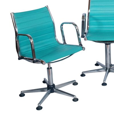 Chrome-Plated Steel and Leatherette Adjustable Desk Chairs, 1960s, Set of 3-NJV-715166