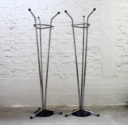 Chrome Plated Tubular Coat Rack on Black Lackered Base-DR-1793691