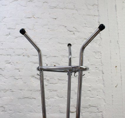 Chrome Plated Tubular Coat Rack on Black Lackered Base-DR-1793691