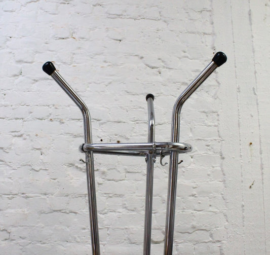 Chrome Plated Tubular Coat Rack on Black Lackered Base