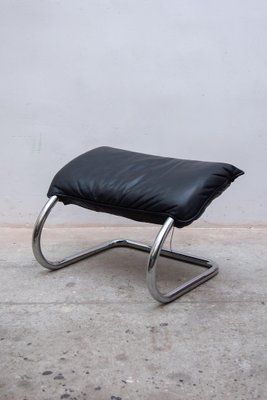 Chrome Rocking Lounge Chair with Footstool by Robert Haussmann, 1980s, Set of 2-KL-1627385