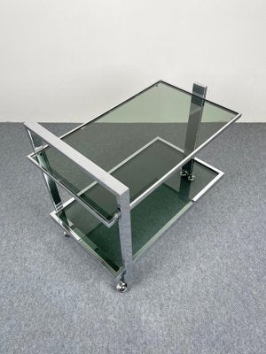 Chrome & Smoked Glass Serving Bar Cart Trolley, Italy, 1970s-LYQ-1171371