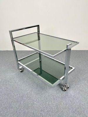 Chrome & Smoked Glass Serving Bar Cart Trolley, Italy, 1970s-LYQ-1171371