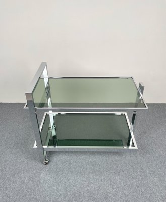 Chrome & Smoked Glass Serving Bar Cart Trolley, Italy, 1970s-LYQ-1171371