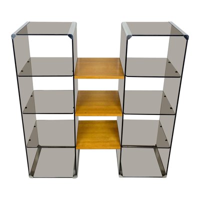 Chrome, Smoked Glass & Wood Bookshelf Étagère by Gallotti & Radice, Italy, 1970s-LYQ-1171635