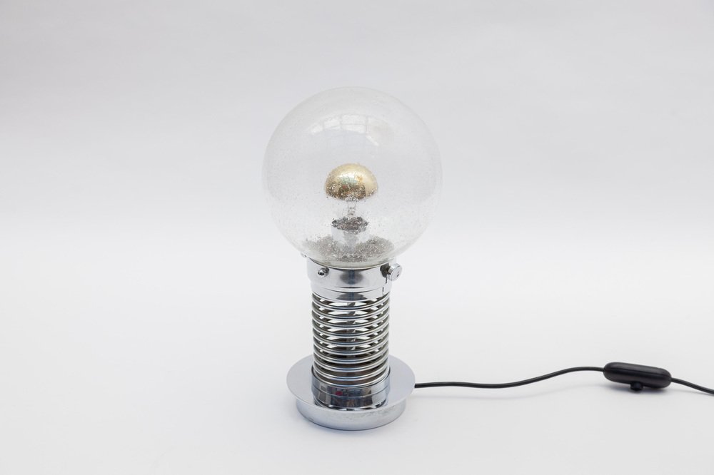 Chrome Spiral Clear Glass Globe Table Lamp, 1970s, Germany