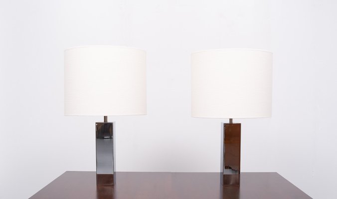 Chrome Square Table Lamps by Goffredo Reggiani, Italy, 1960s, Set of 2-GCG-989528