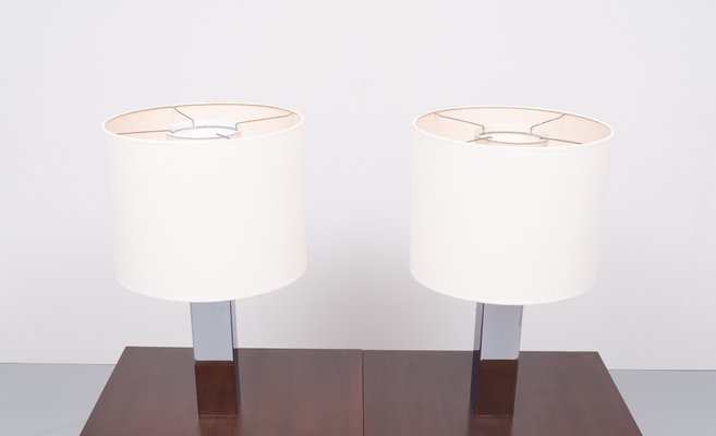 Chrome Square Table Lamps by Goffredo Reggiani, Italy, 1960s, Set of 2-GCG-989528