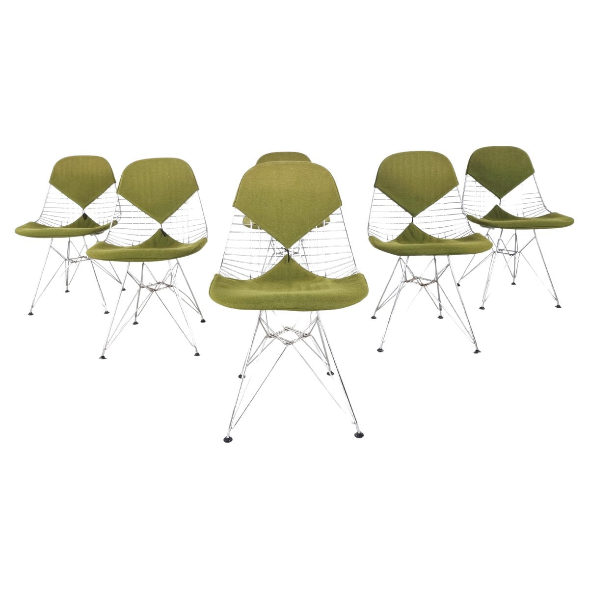 Chrome Wire Bikini Chairs by Eames for Herman Miller, 1960s, Set of 6