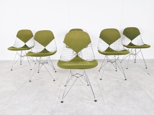 Chrome Wire Bikini Chairs by Eames for Herman Miller, 1960s, Set of 6