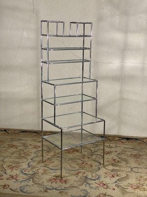 Chromed and Glass Tubular Metal Medical Shelf, 1970s-JXY-1768703