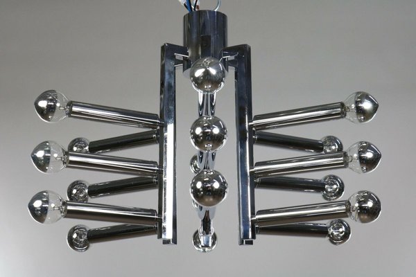 Chromed Brass 18-Light Flush Mount Lamp by Gaetano Sciolari, 1970s-FUP-896943